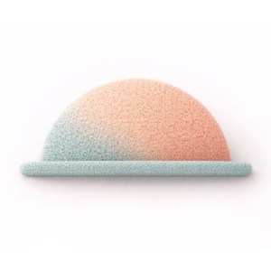 Abstract dome-shaped symbol in soft sand and teal tones representing health and the physical body.